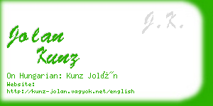 jolan kunz business card